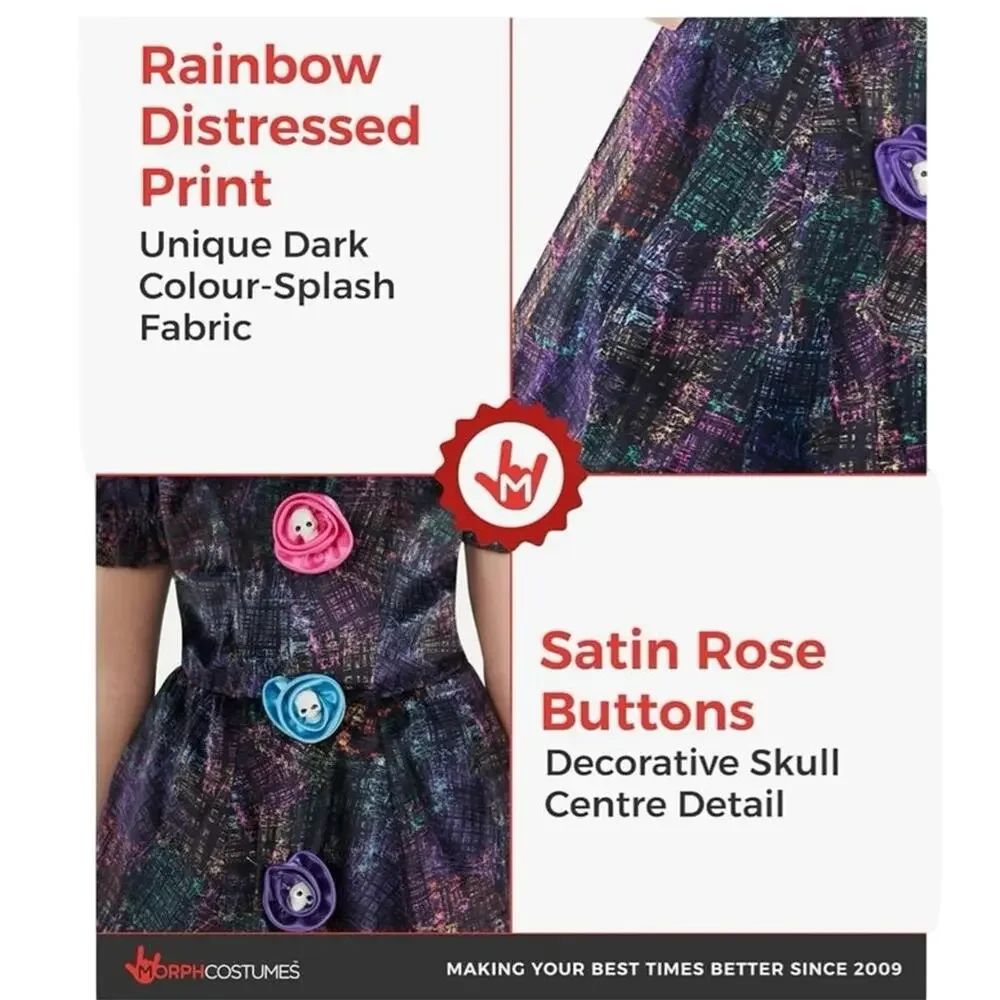 New black rainbow Morph Clown circus Costume Creepy Halloween girls medium